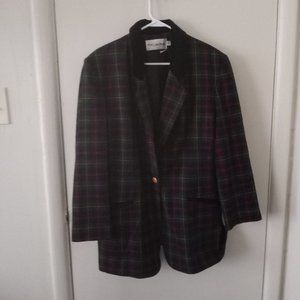 VTG Plaid Single Gold Button Jacket